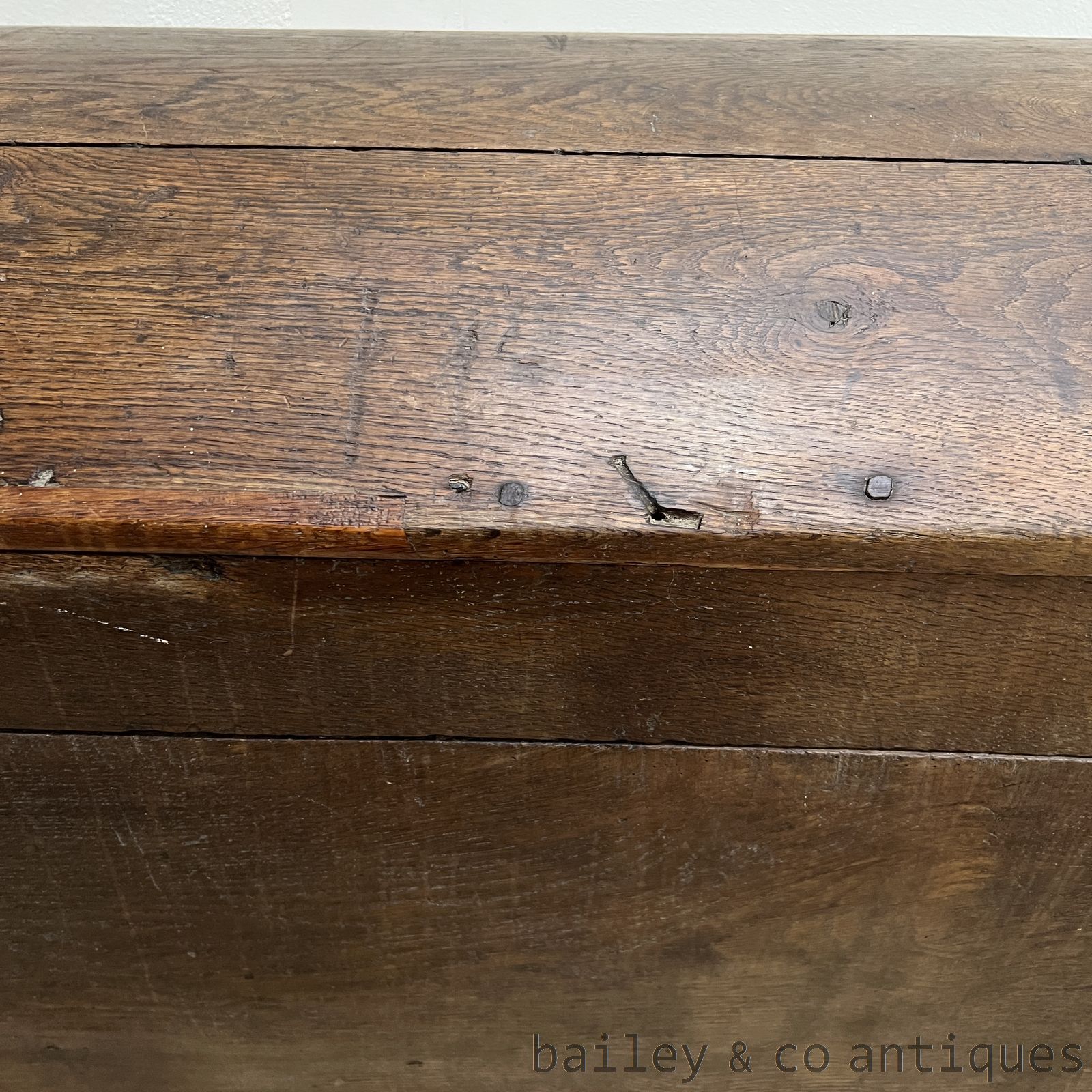 Large Antique Solid Oak Dome Top Trunk or Chest Rare c1790 - B050   detail 21