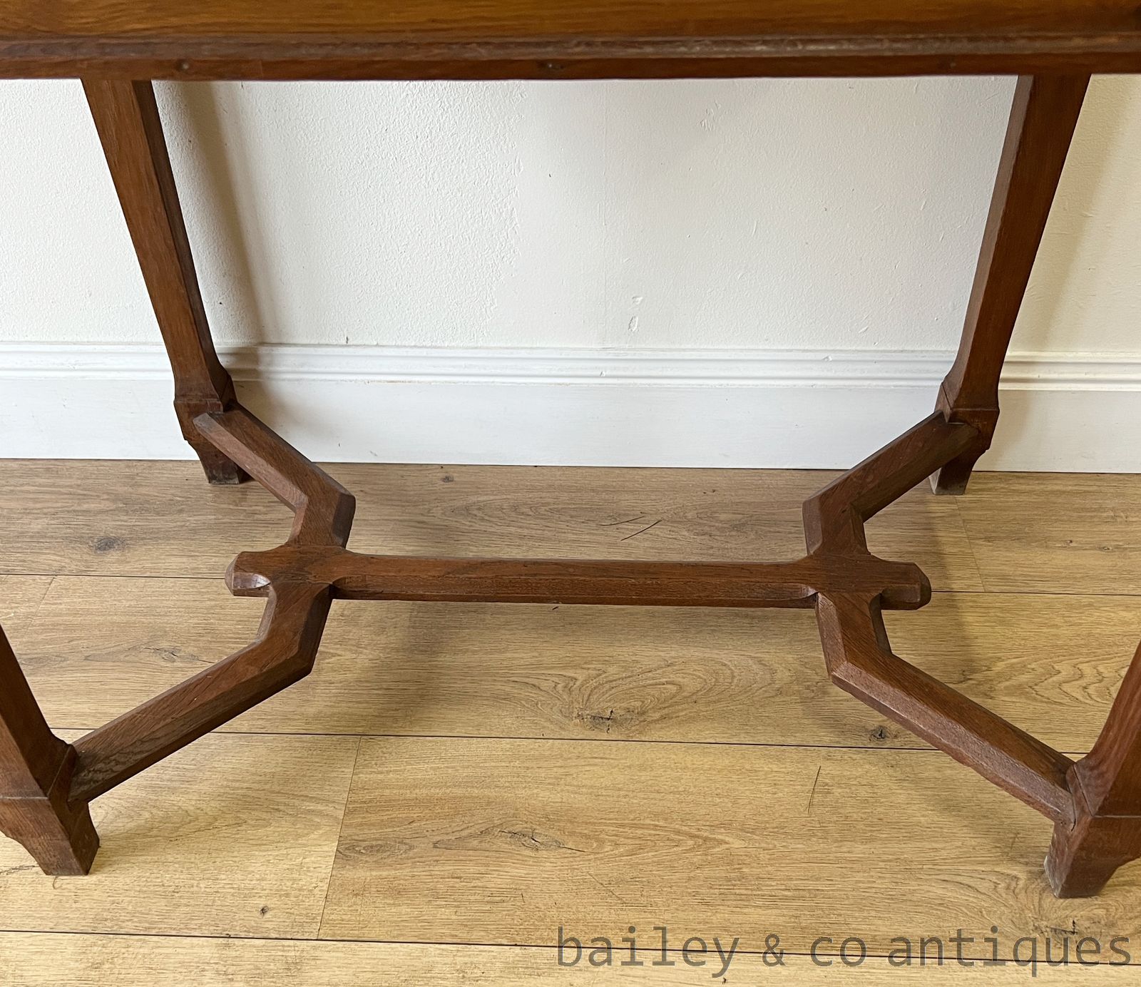 Antique French Oak Slope Top Desk Stretcher Base - B057   detail 11