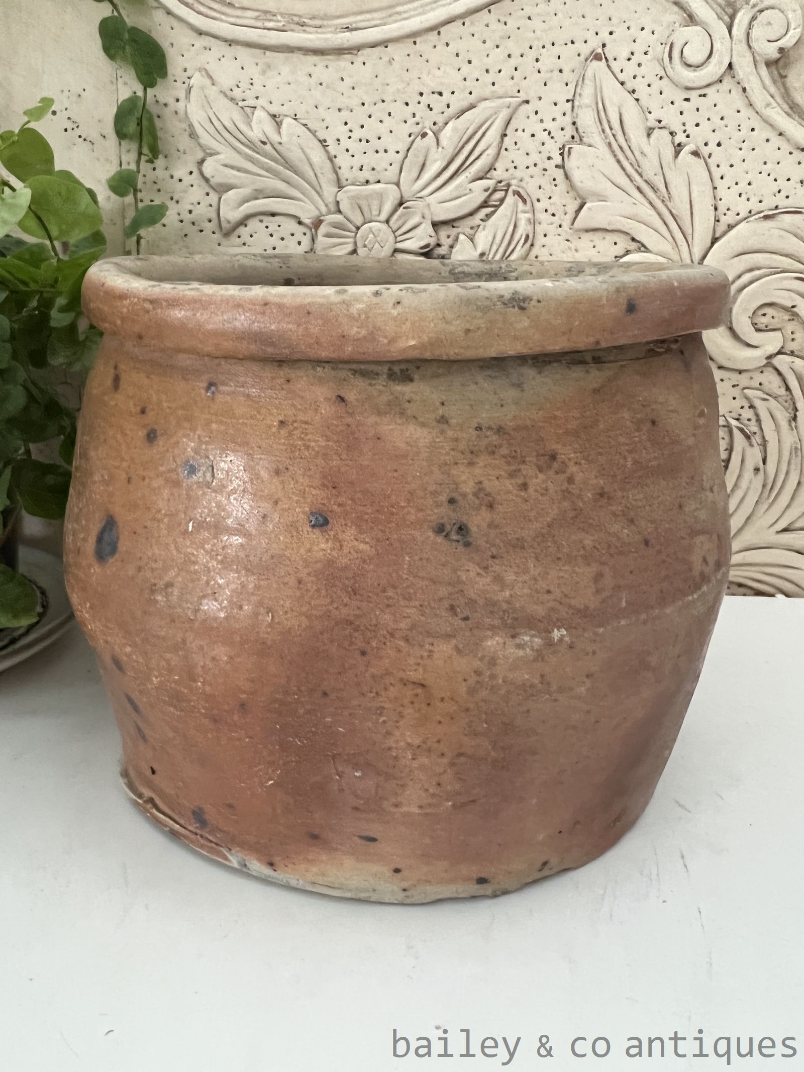 Antique French Rare Earthenware Stoneware Confit Pot - B07719   detail 05