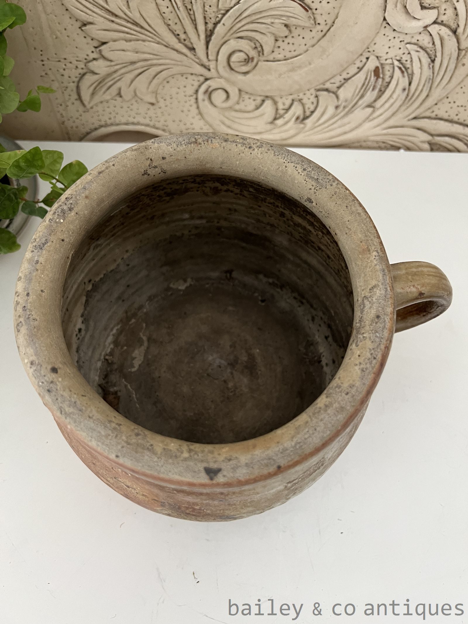 Antique French Rare Earthenware Stoneware Confit Pot - B07719   detail 06