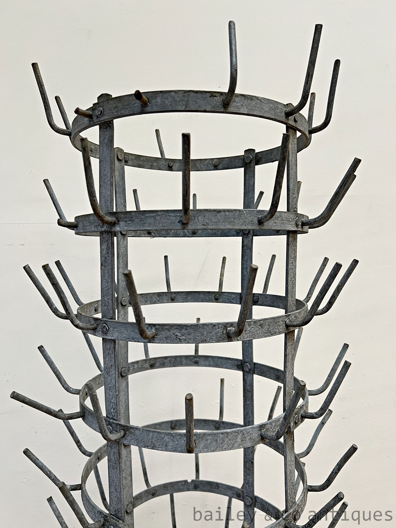 Antique French Champagne Wine Bottle Drying Rack Large - B104   detail 09