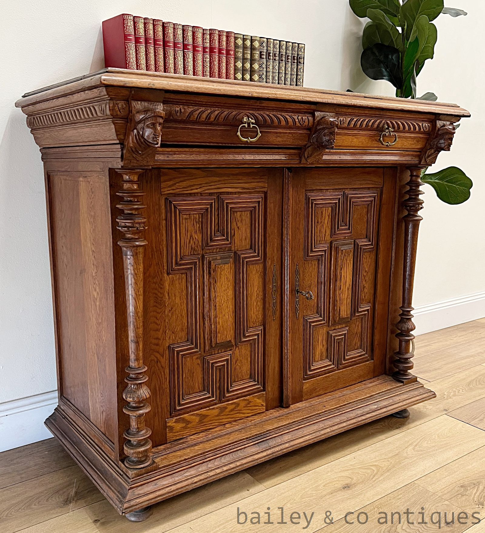 Antique French Buffet Sideboard Console Oak Renaissance Style - B123   for sale