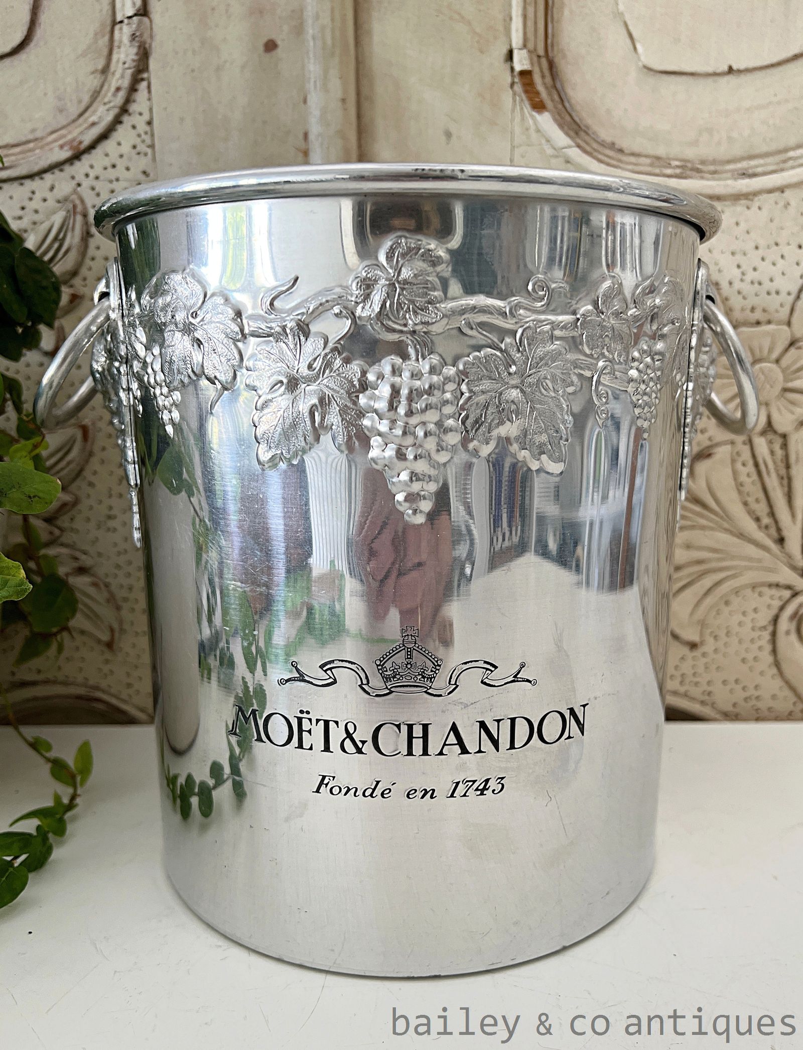 Vintage French Moet & Chandon Champagne Wine Bucket Grapes - FR553   for sale