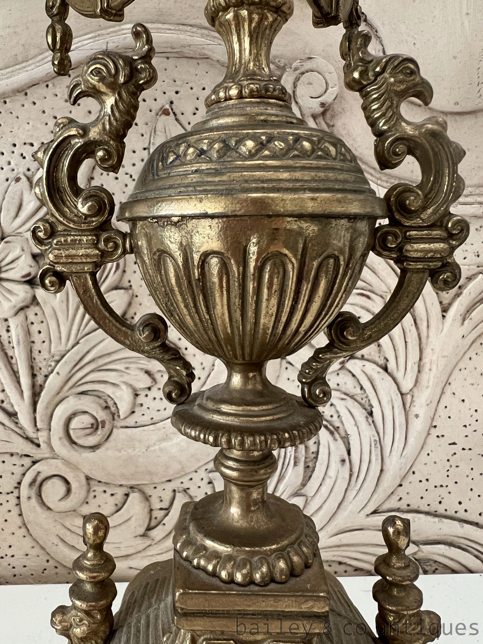Pair Antique French Rare Brass Candelabra 51cm Tall - FR591   detail 08