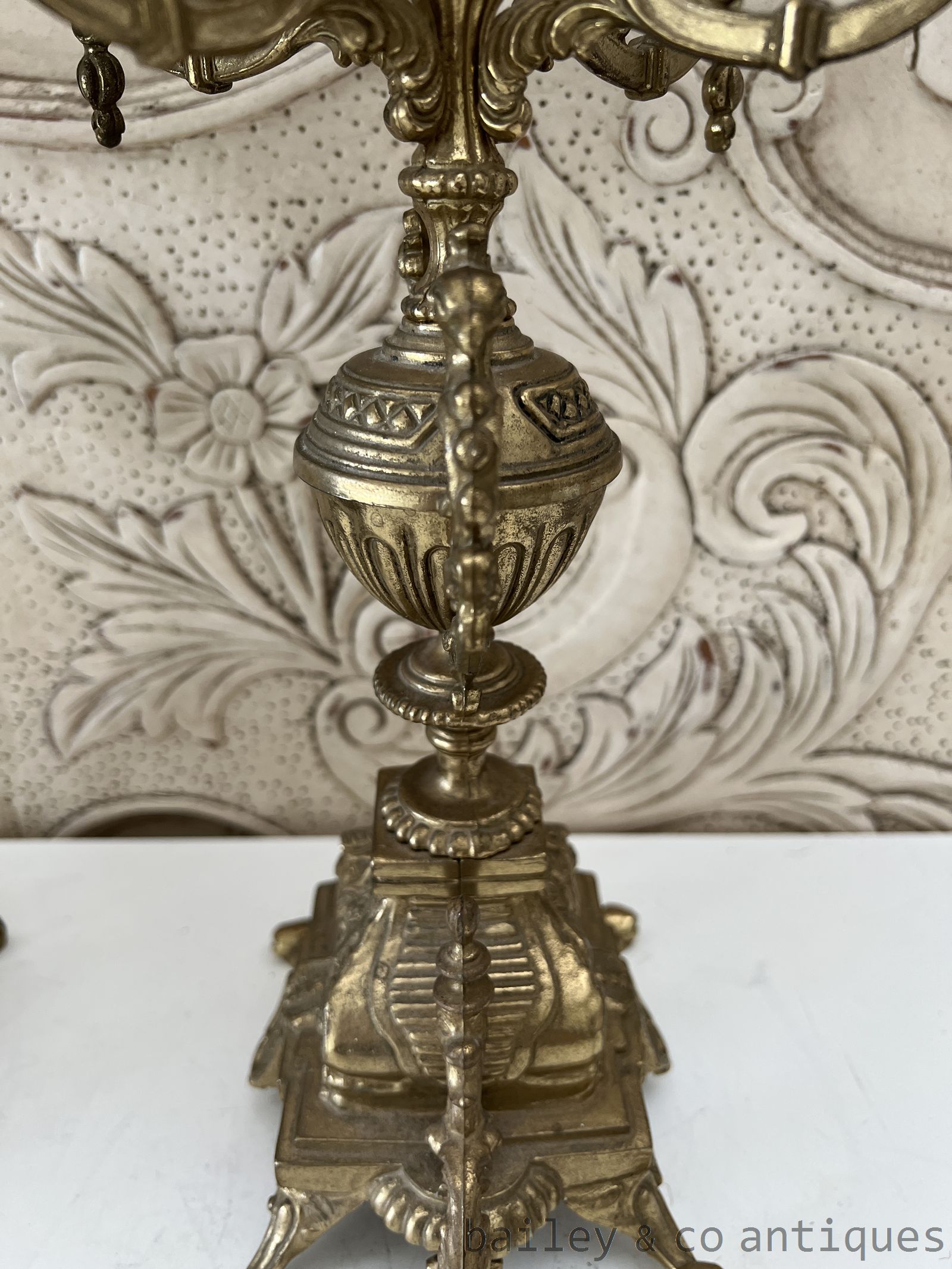 Pair Antique French Rare Brass Candelabra 51cm Tall - FR591   detail 14