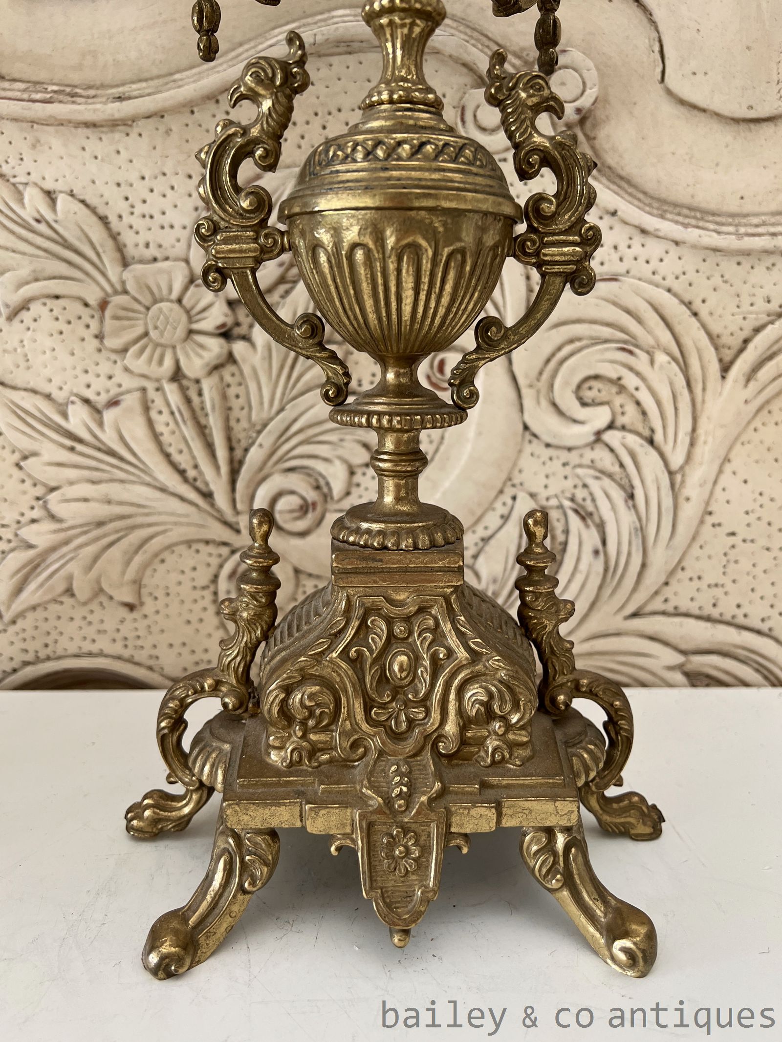 Pair Antique French Rare Brass Candelabra 51cm Tall - FR591   detail 15