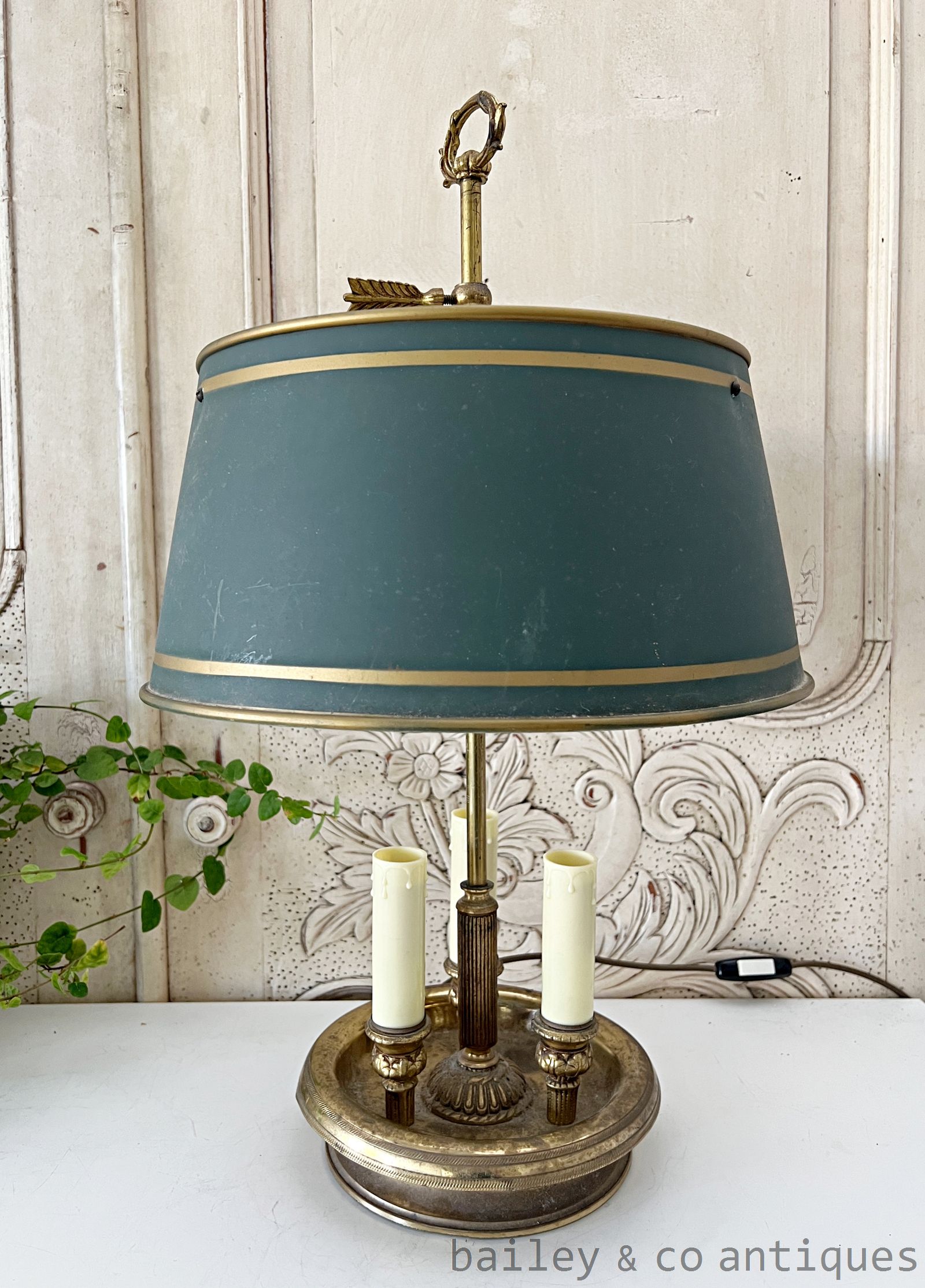 Antique French Parisian Bouillotte Table Lamp Metal Shade - FR626   for sale
