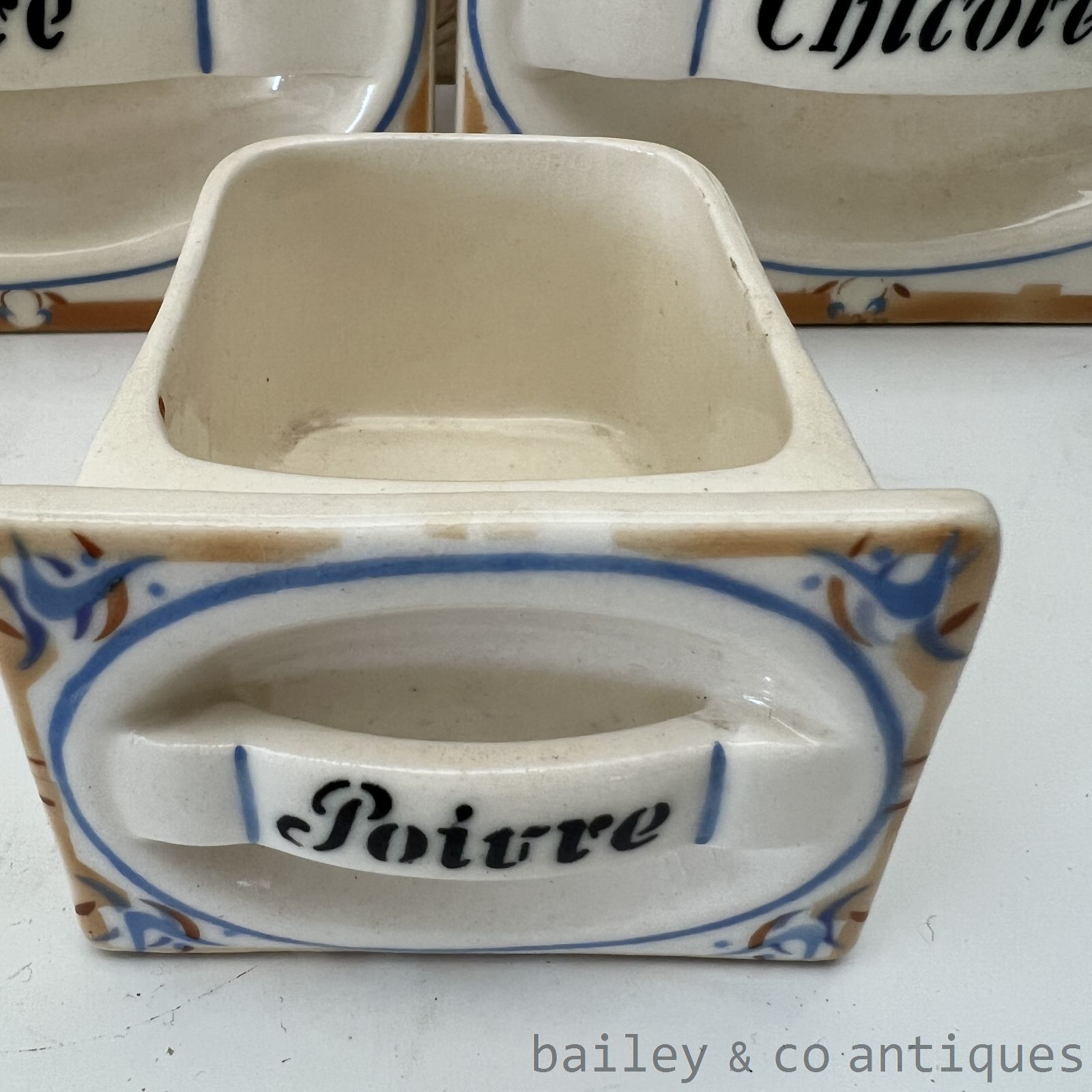 Antique French Set of Seven Spice Drawers Jars Ceramic - FR639   detail 05