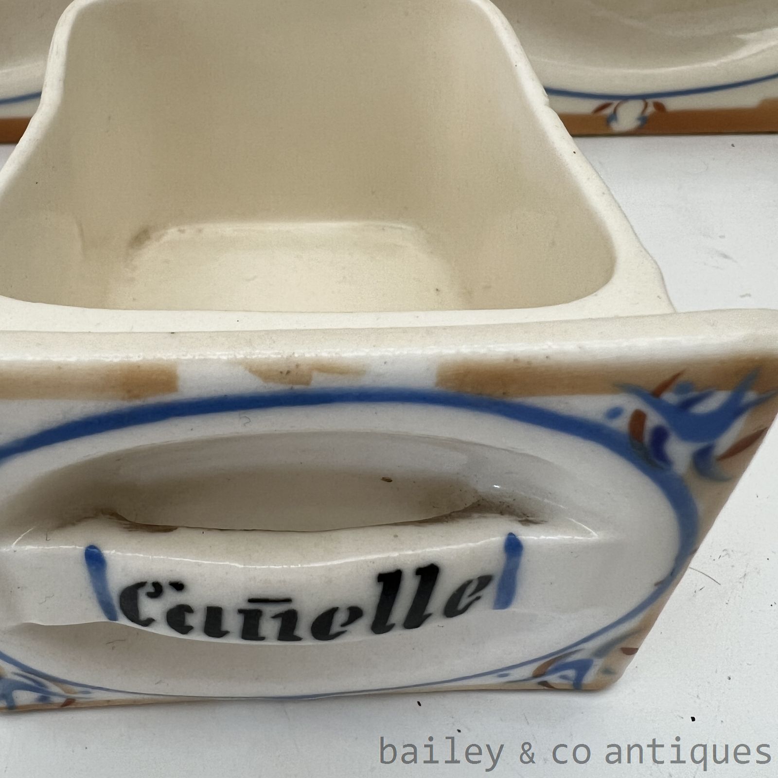 Antique French Set of Seven Spice Drawers Jars Ceramic - FR639   detail 06