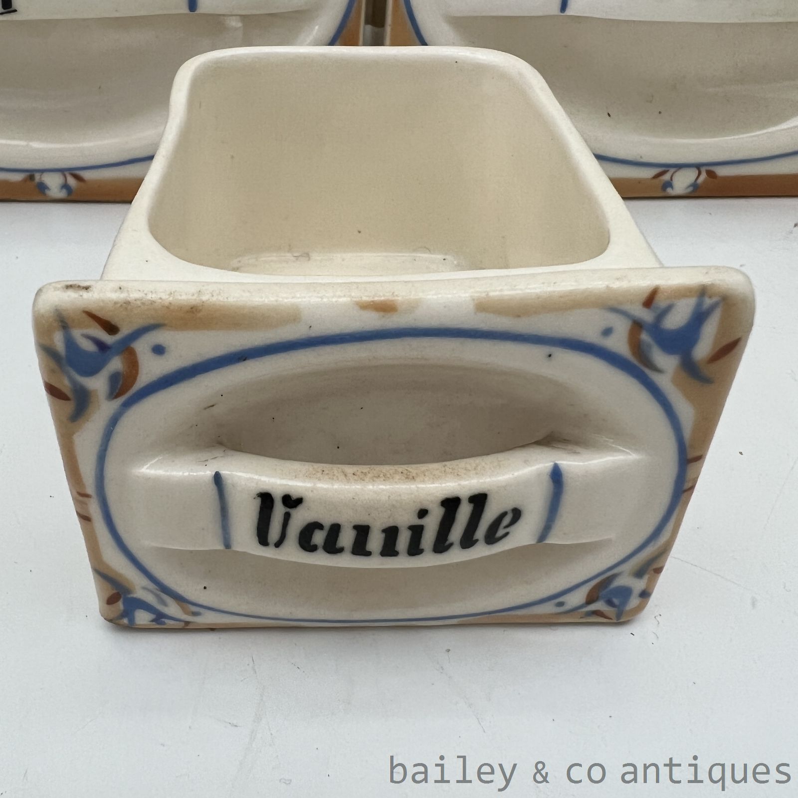 Antique French Set of Seven Spice Drawers Jars Ceramic - FR639   detail 07