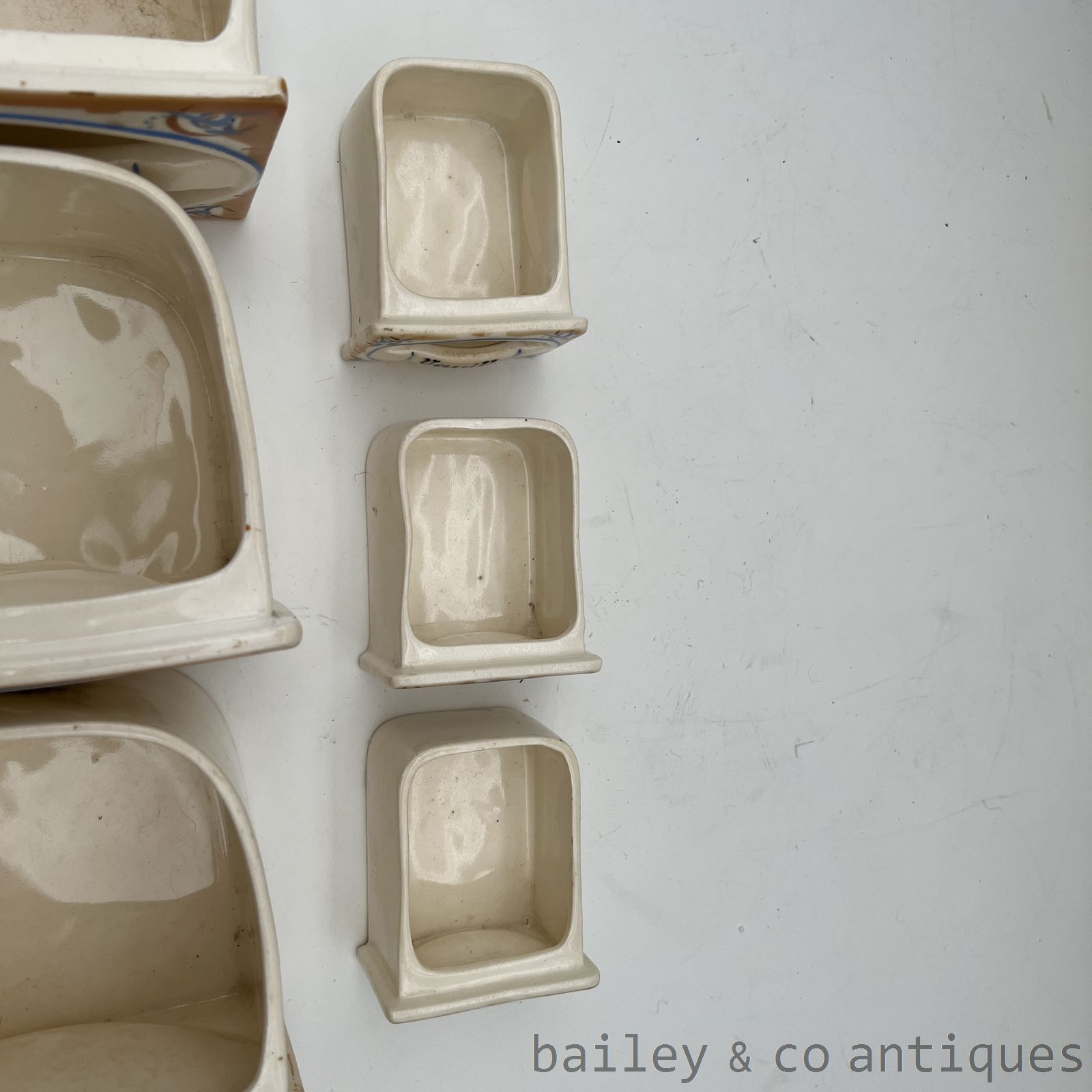 Antique French Set of Seven Spice Drawers Jars Ceramic - FR639   detail 11