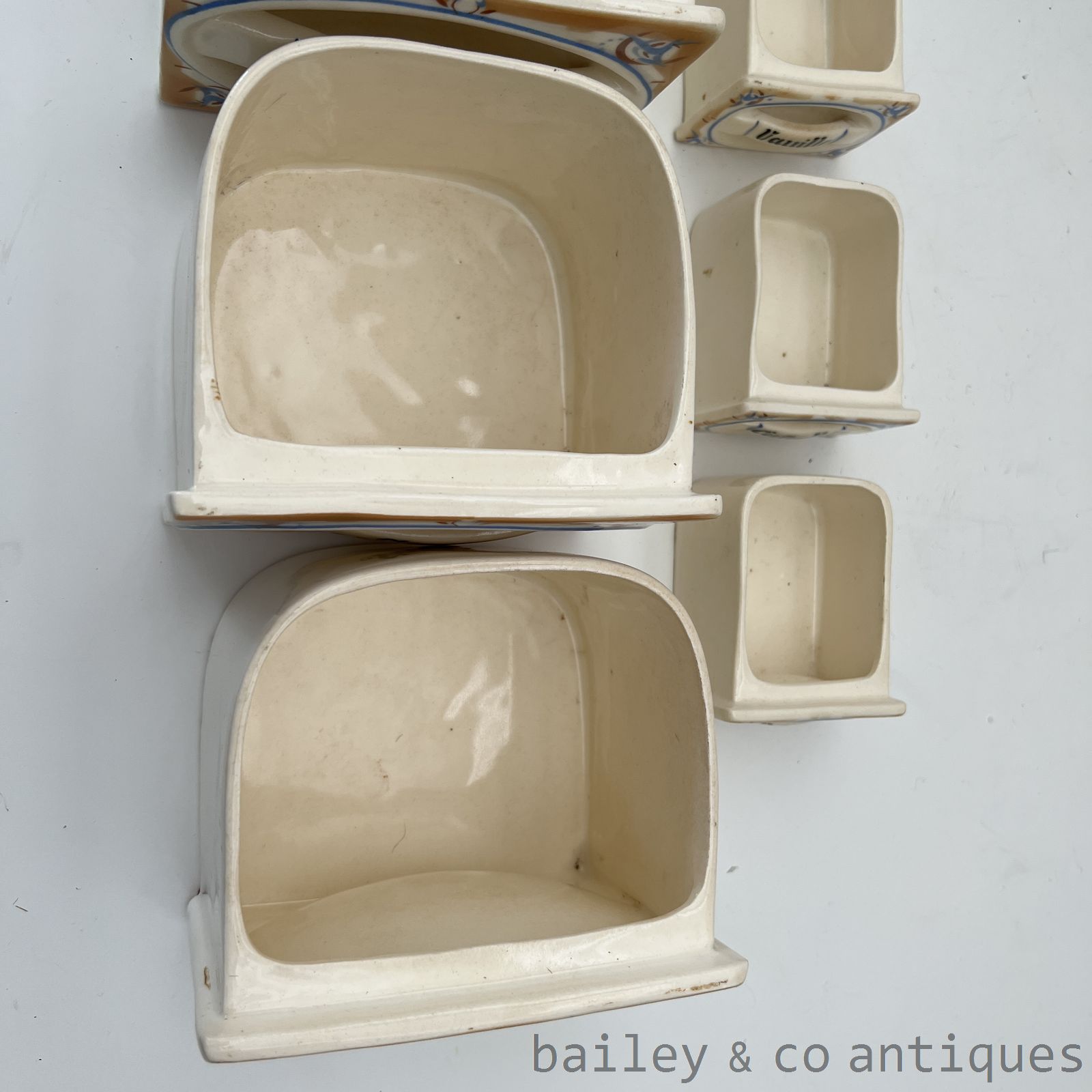 Antique French Set of Seven Spice Drawers Jars Ceramic - FR639   detail 13