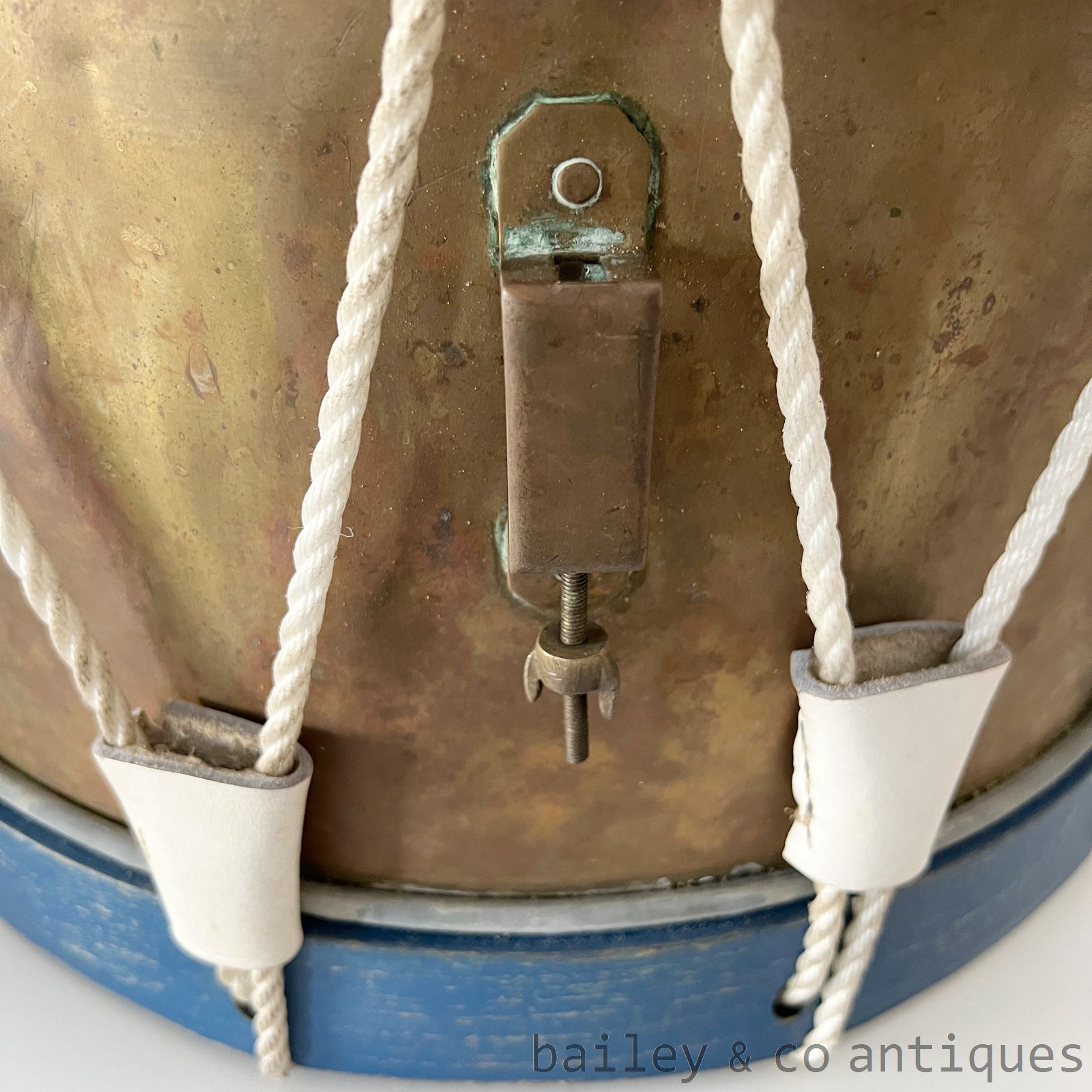 Antique French Military Drum Wood & Brass  - FR647   detail 05