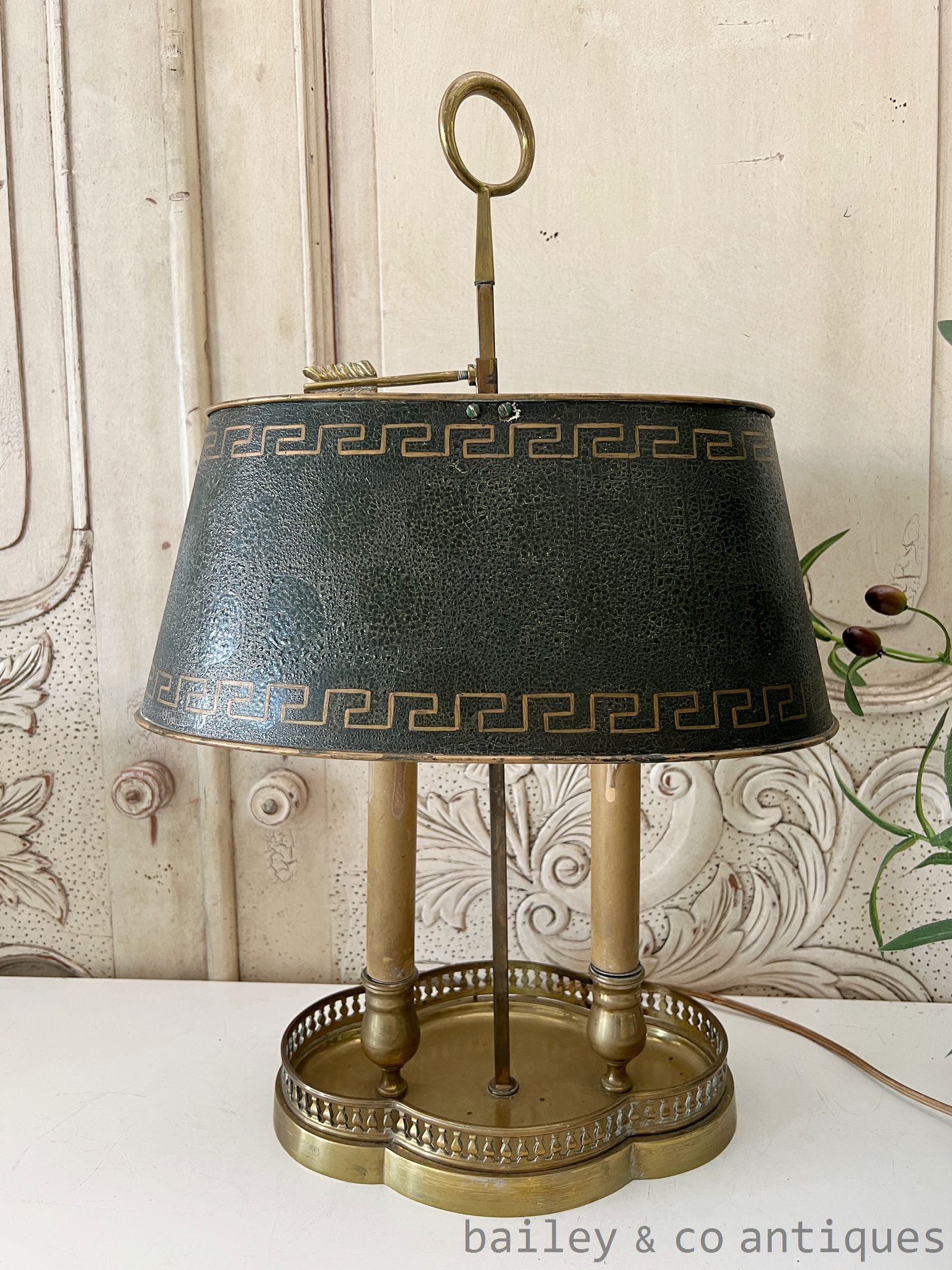 Vintage French Parisian Bouillotte Table Lamp Brass Gallery - FR655   for sale