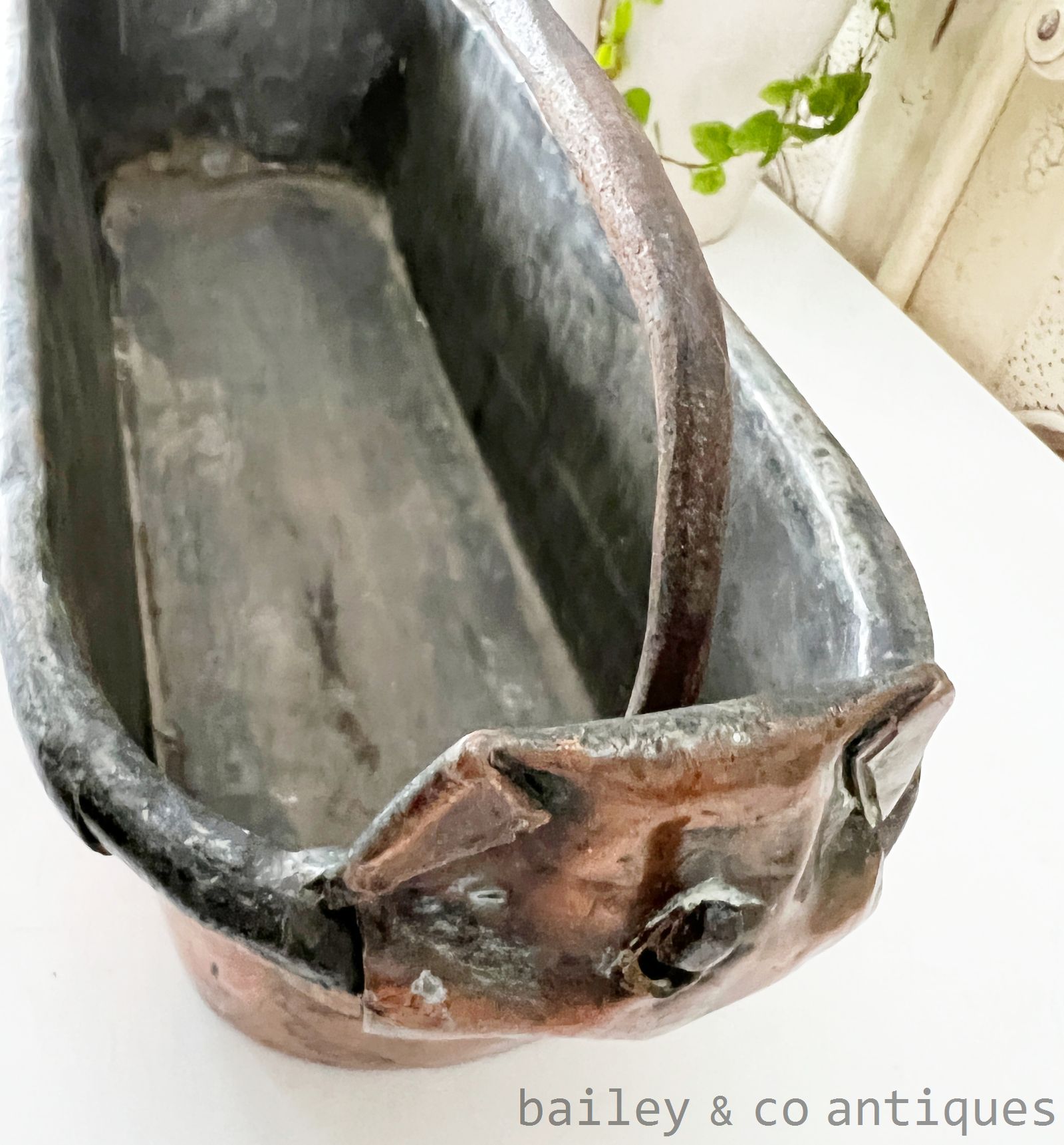Antique French Copper Poissonniere Jardiniere Iron Handle- FR712   detail 09