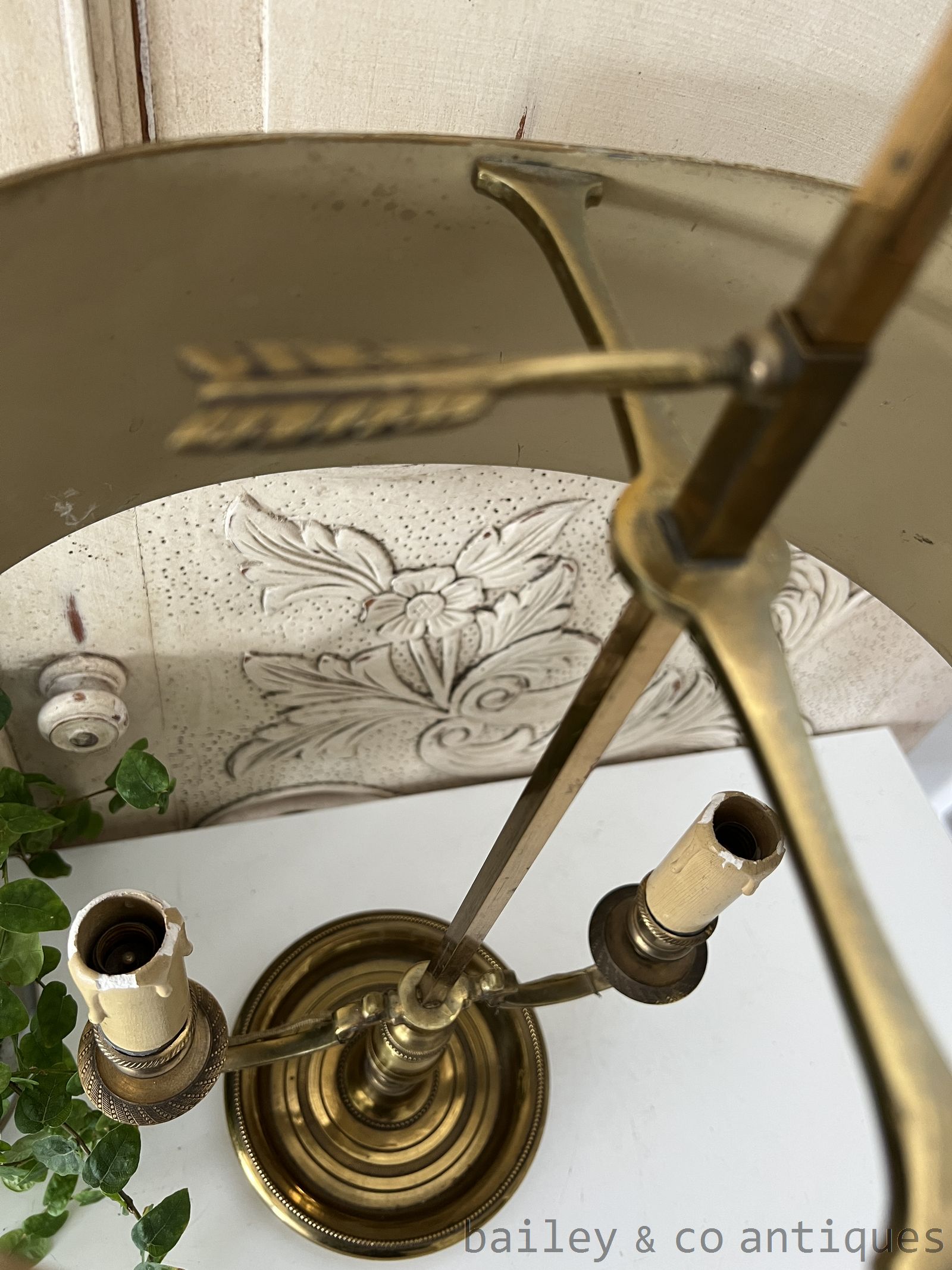 Antique French Empire Bouillotte Salon Lamp Tole Metal Shade - FR716   detail 13