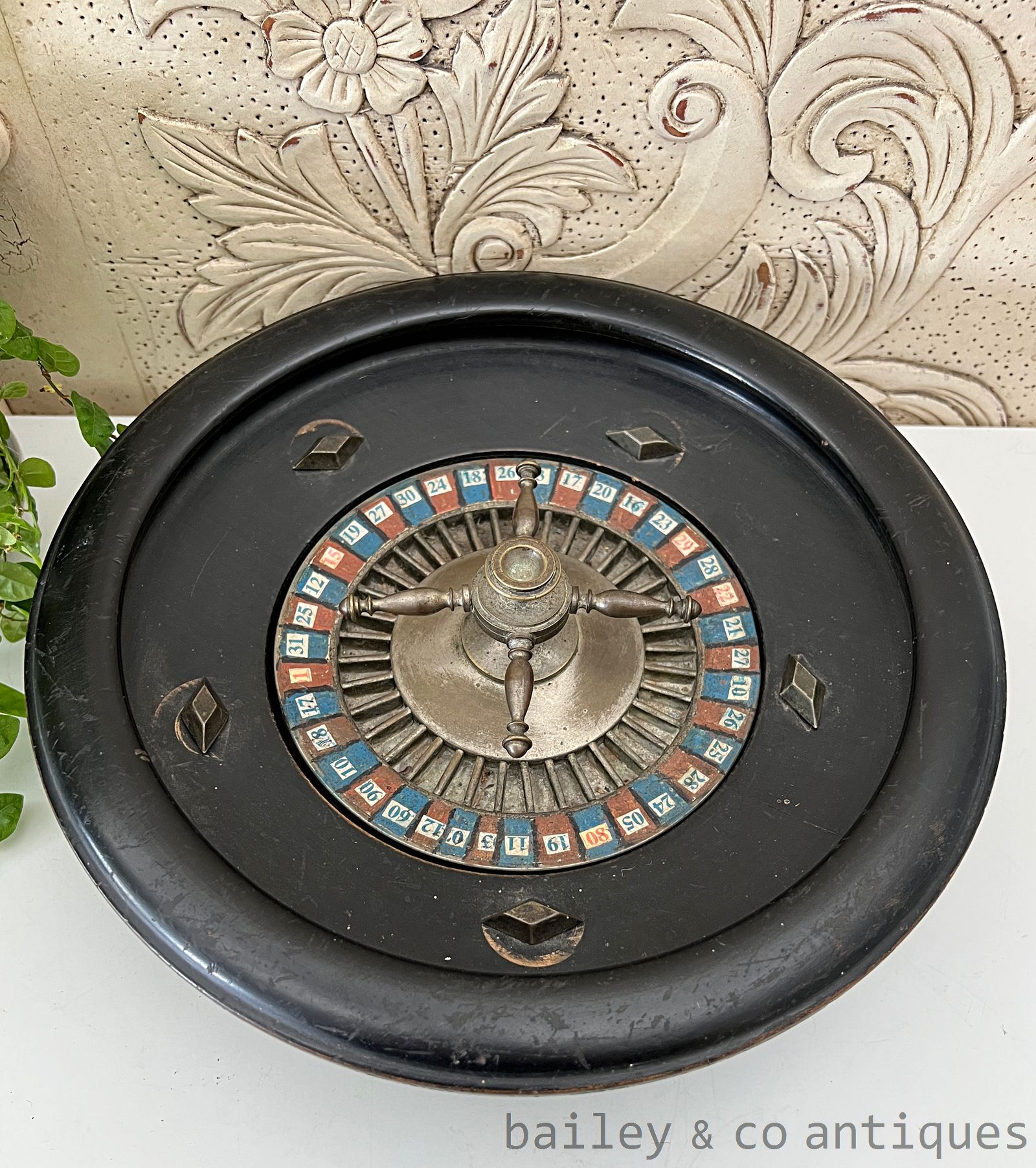 Antique French Rare Roulette Wheel Large Ebonised Wood  - FR733   for sale