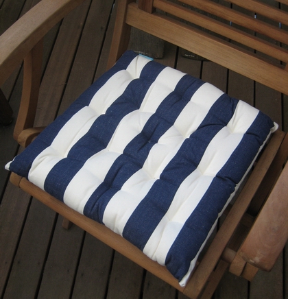 Blue Stripe Chair Seat Cushion Pad Nautical Decor New